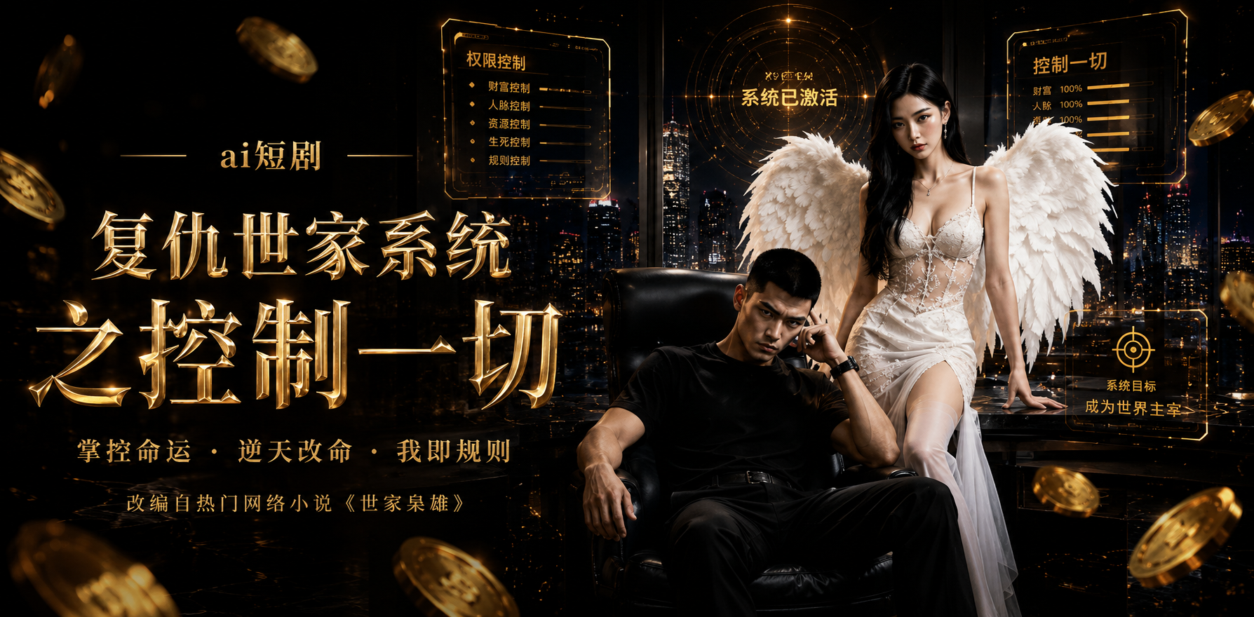复仇世家之我有系统控制一切 系统控制美女 ai短剧 复仇情欲故事 系统缠绵