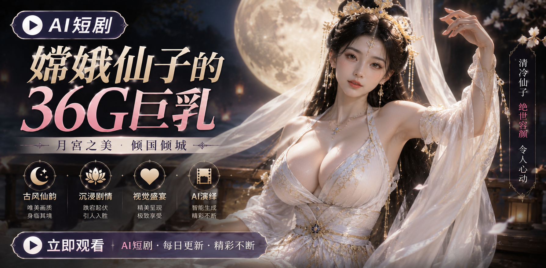 嫦娥仙子的36G巨乳 广寒宫月饼 ai短剧 嫦娥情欲故事 八戒缠绵