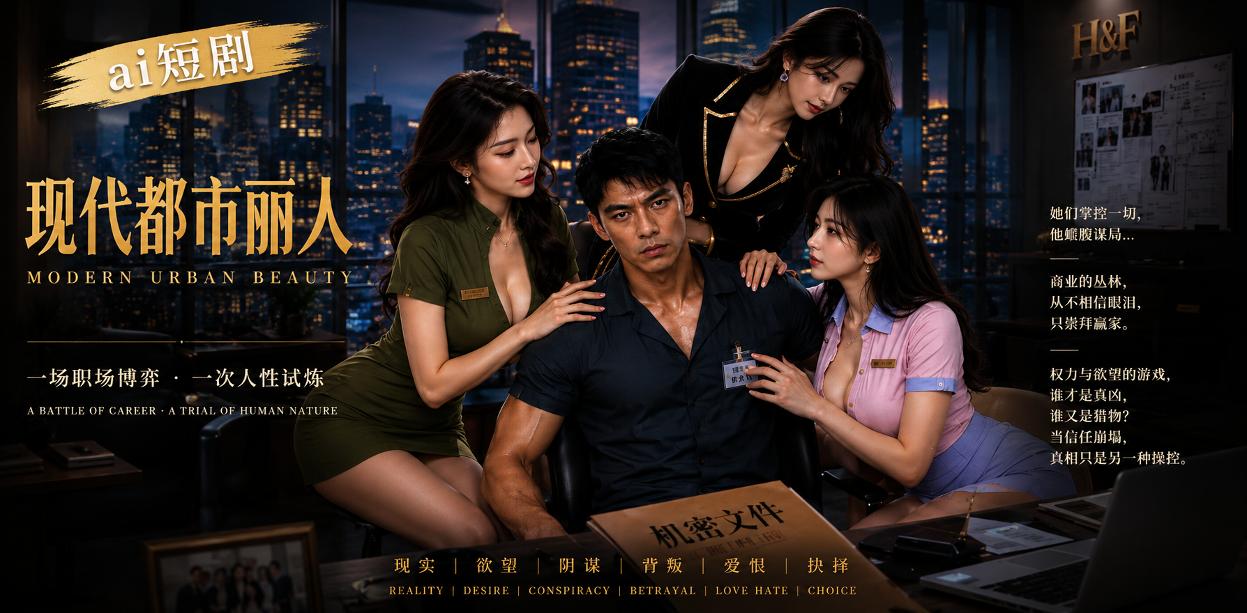 现代都市丽人 丽人职场暧昧 ai短剧 都市情欲故事 丽人缠绵