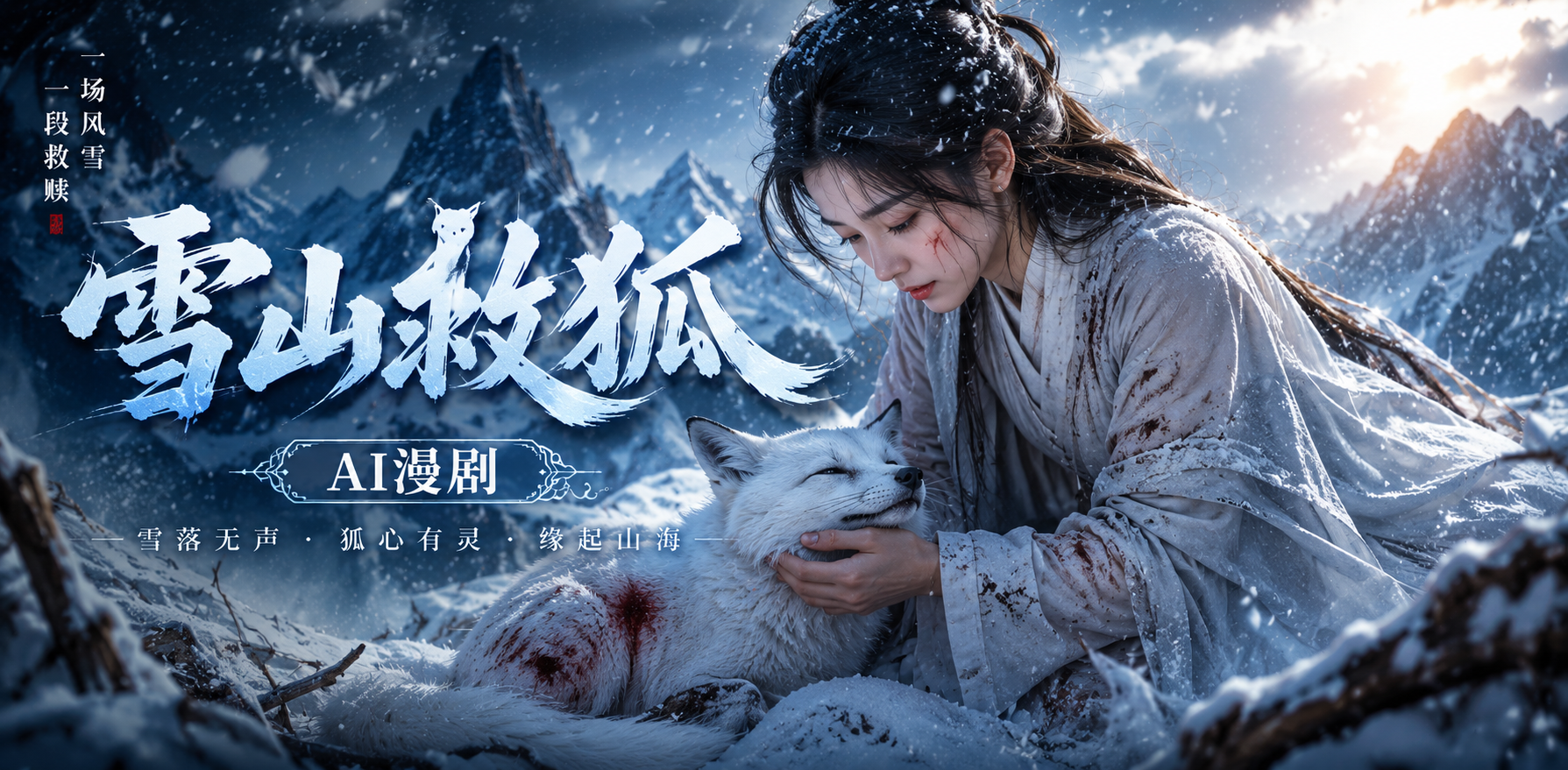 雪山救狐 狐女报恩 ai漫剧 AI美女情欲 雪山缠绵故事