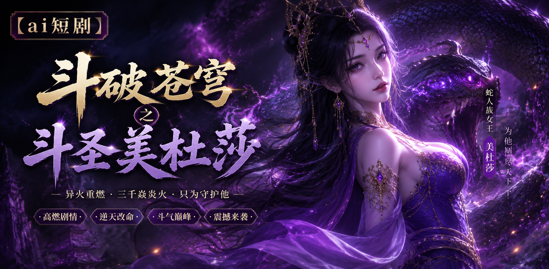 斗破苍穹之斗圣美杜莎 美杜莎双修 ai短剧 斗破情欲故事 美杜莎缠绵