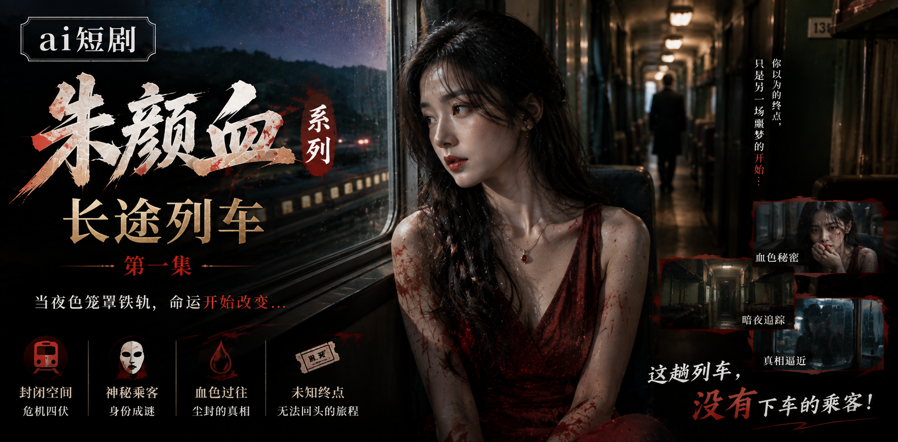 朱颜血系列 长途列车 第一集 列车暧昧亲密 ai短剧 列车情欲故事 长途缠绵