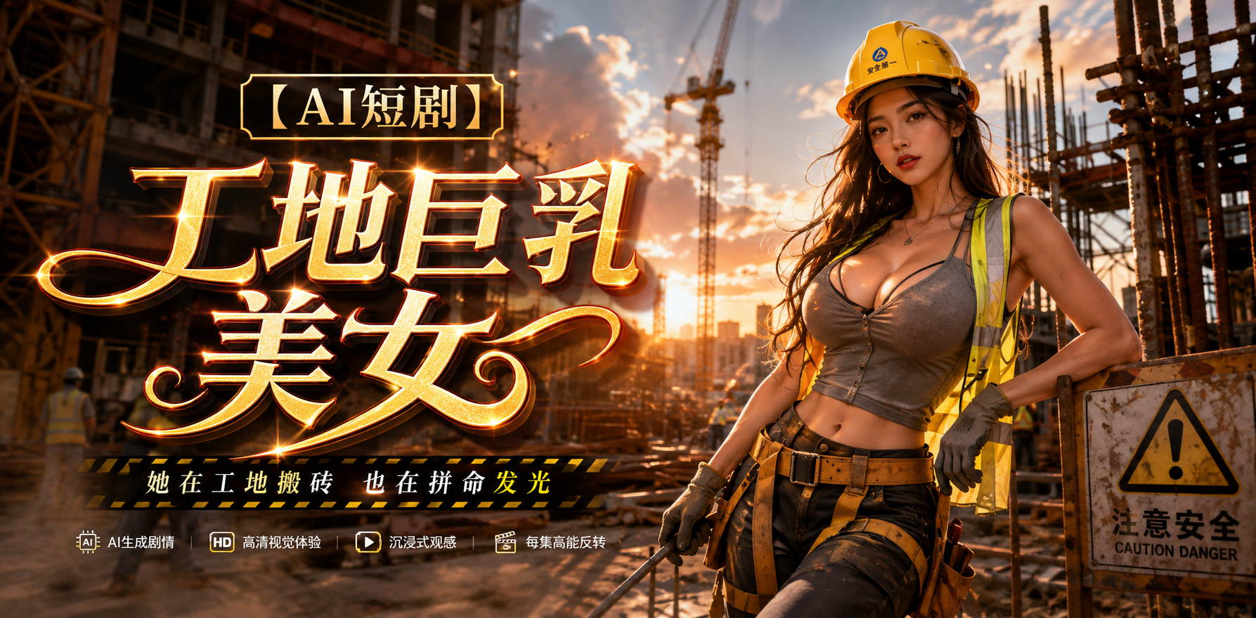 工地巨乳美女 汗水激情 ai短剧 工地情欲故事 巨乳缠绵