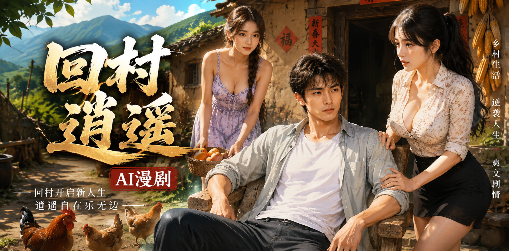 回村逍遥系列短剧 回村逍遥 ai漫剧 乡村情欲故事 逍遥缠绵