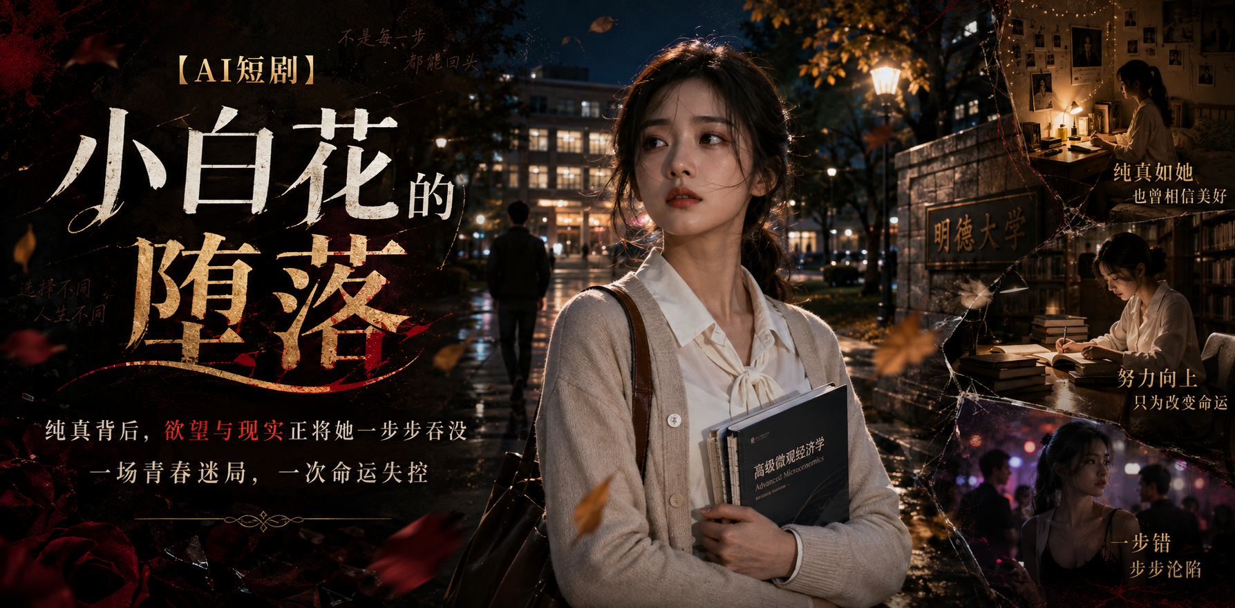 小白花的堕落 巨乳女大夜店 ai短剧 女大情欲故事 堕落缠绵