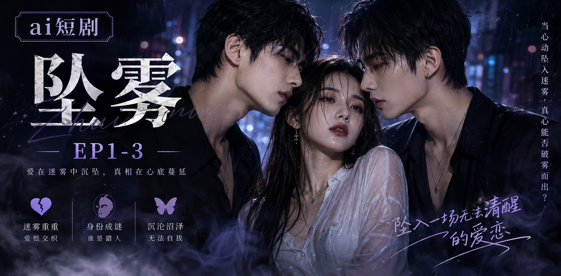 坠雾 EP1-3 雾中邂逅 ai短剧 坠雾情欲故事 雾中缠绵