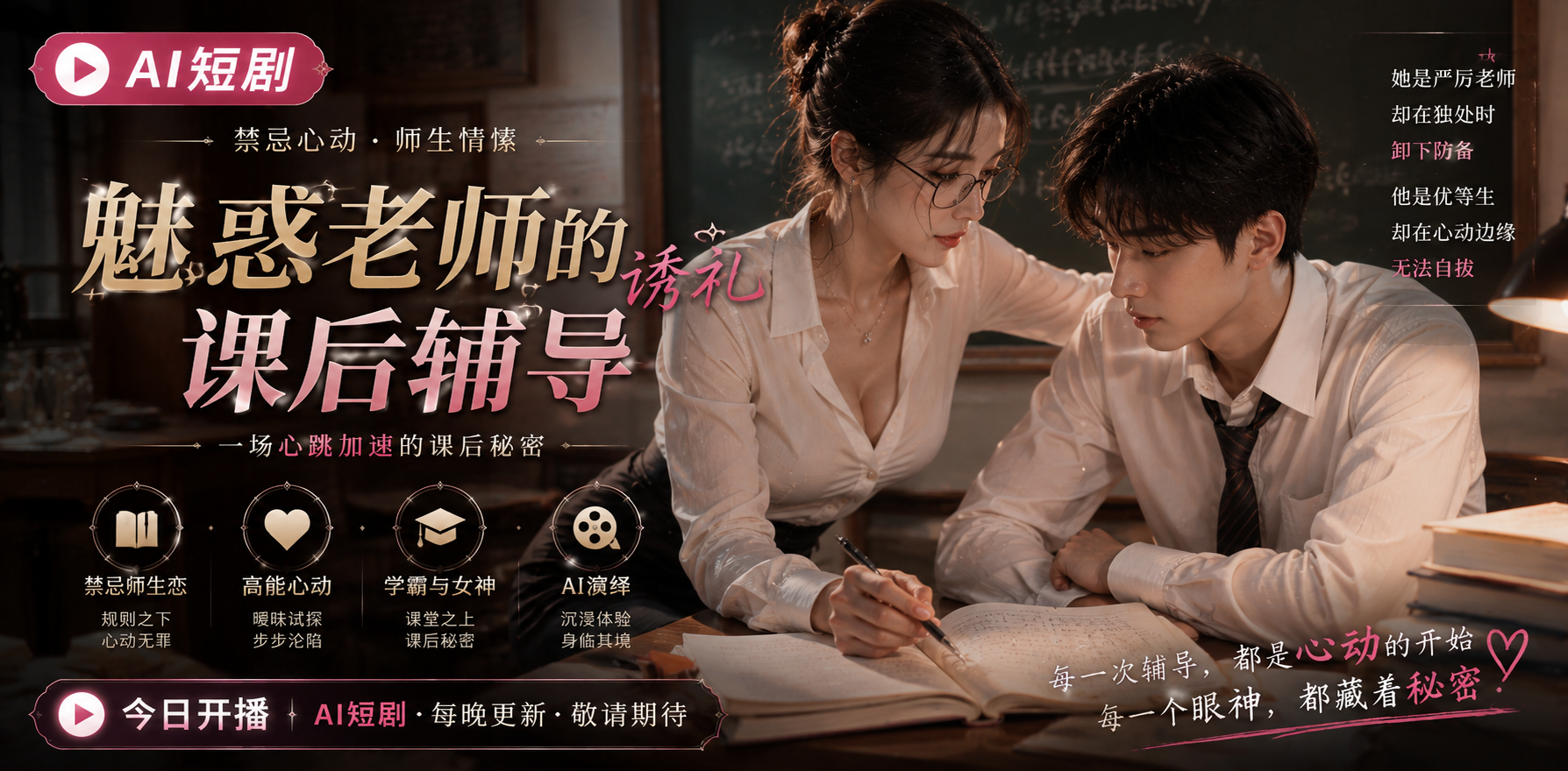 魅惑老师的课后辅导 老师特别辅导 ai短剧 老师情欲故事 课后缠绵