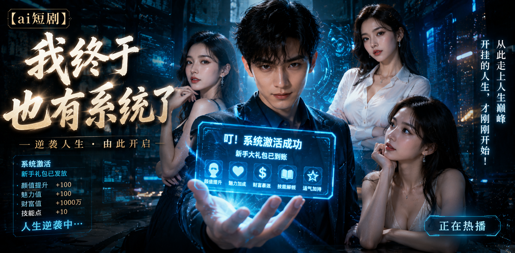 我终于也有系统了 美女投怀送抱 ai短剧 AI真人情欲 系统缠绵故事