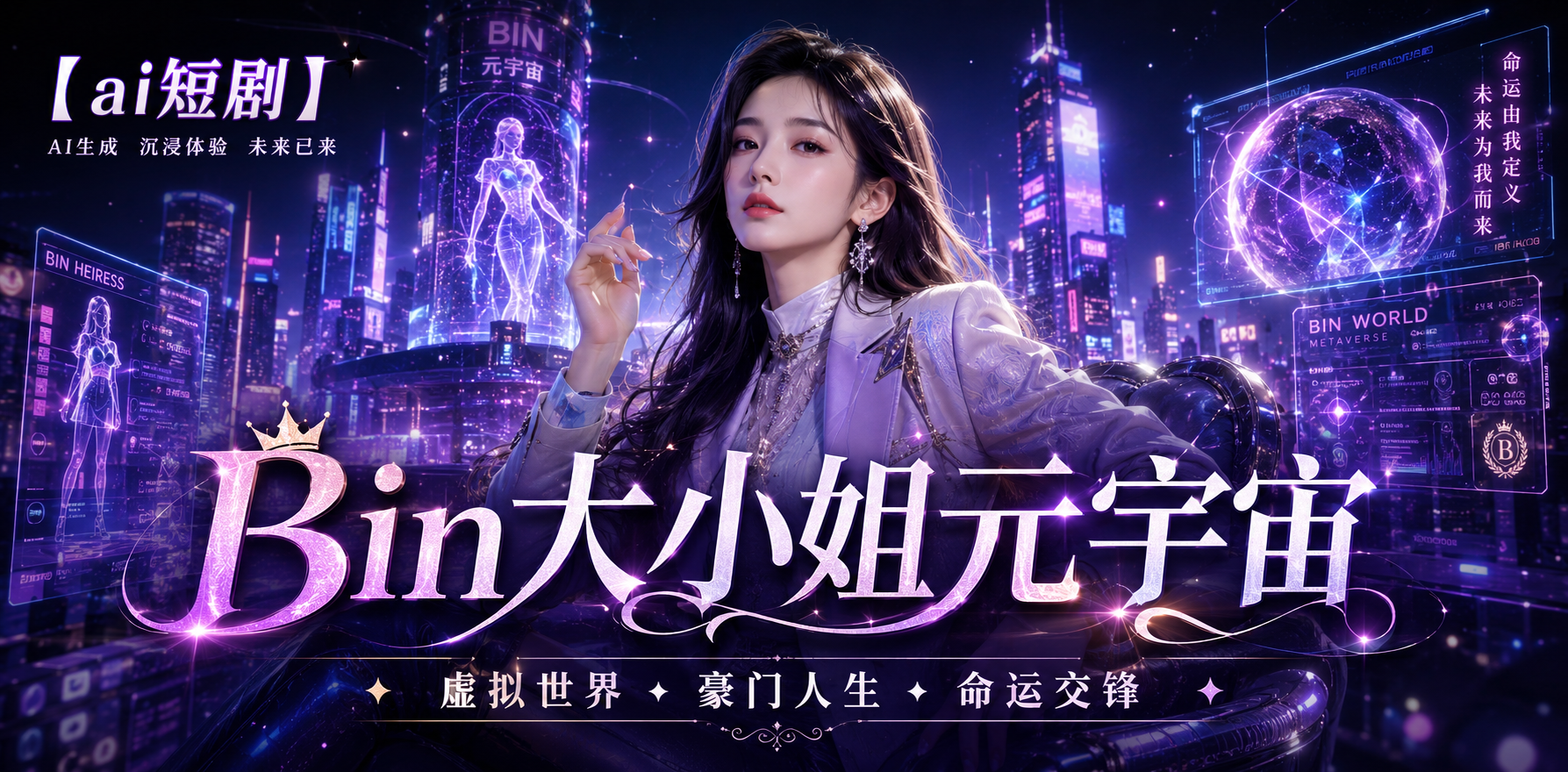 Bin大小姐元宇宙 Bin大小姐虚拟亲密 ai短剧 元宇宙情欲故事 Bin缠绵