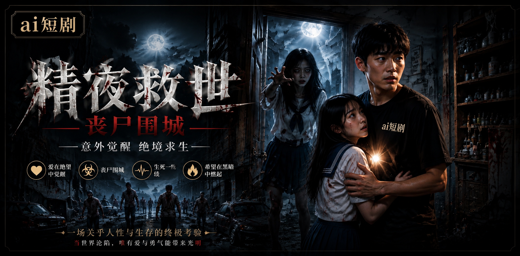 丧尸围城精液救世 EP1-3 丧尸危机亲密 ai短剧 丧尸情欲故事 救世缠绵