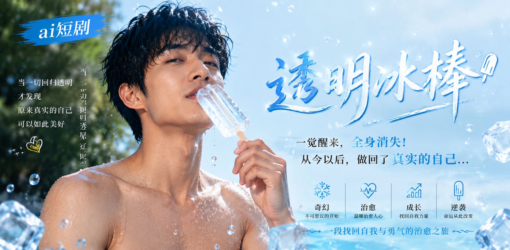 透明冰棒 透明冰棒玩弄 ai短剧 冰棒情欲故事 透明缠绵