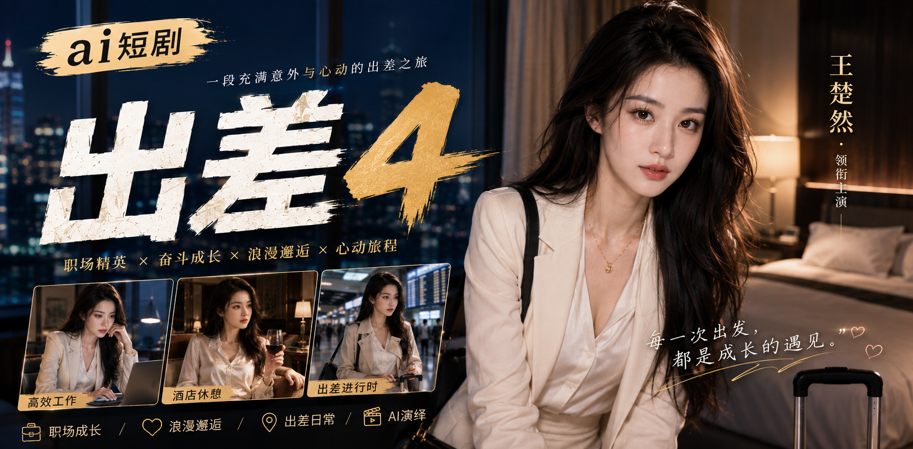 出差4 王楚然酒店暧昧 ai短剧 出差情欲故事 王楚然缠绵