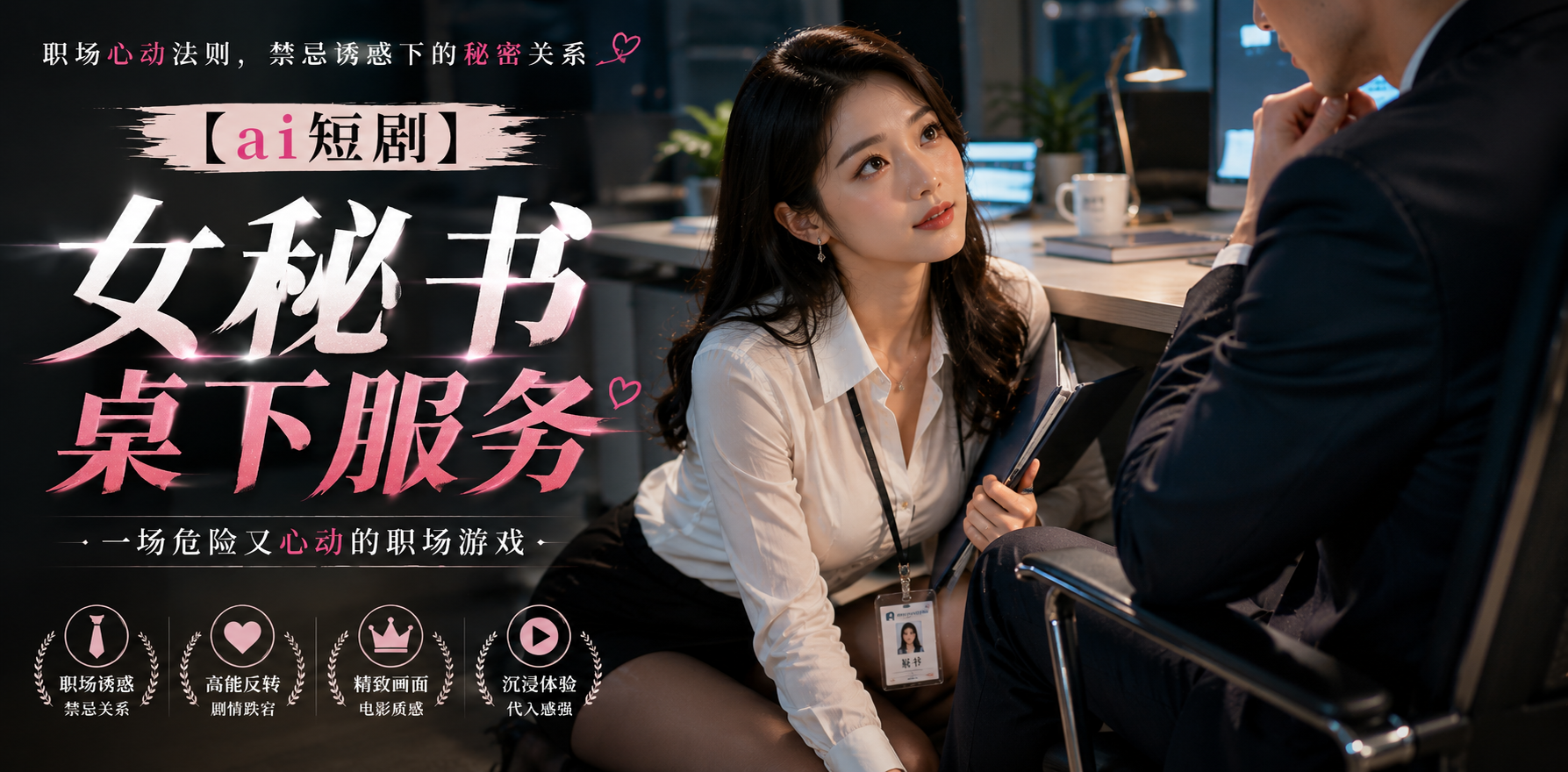 女秘书桌下服务 老板办公室 ai短剧 AI真人情欲 秘书缠绵故事