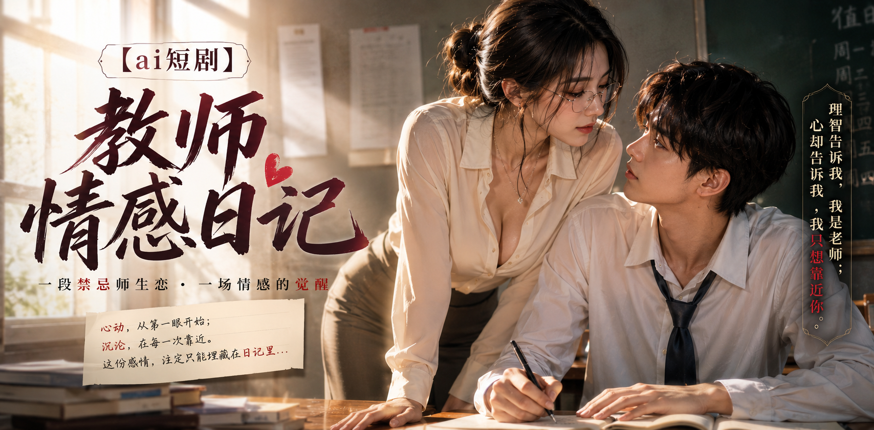 教师情感日记 女教师学生 ai短剧 教师情欲故事 情感日记缠绵