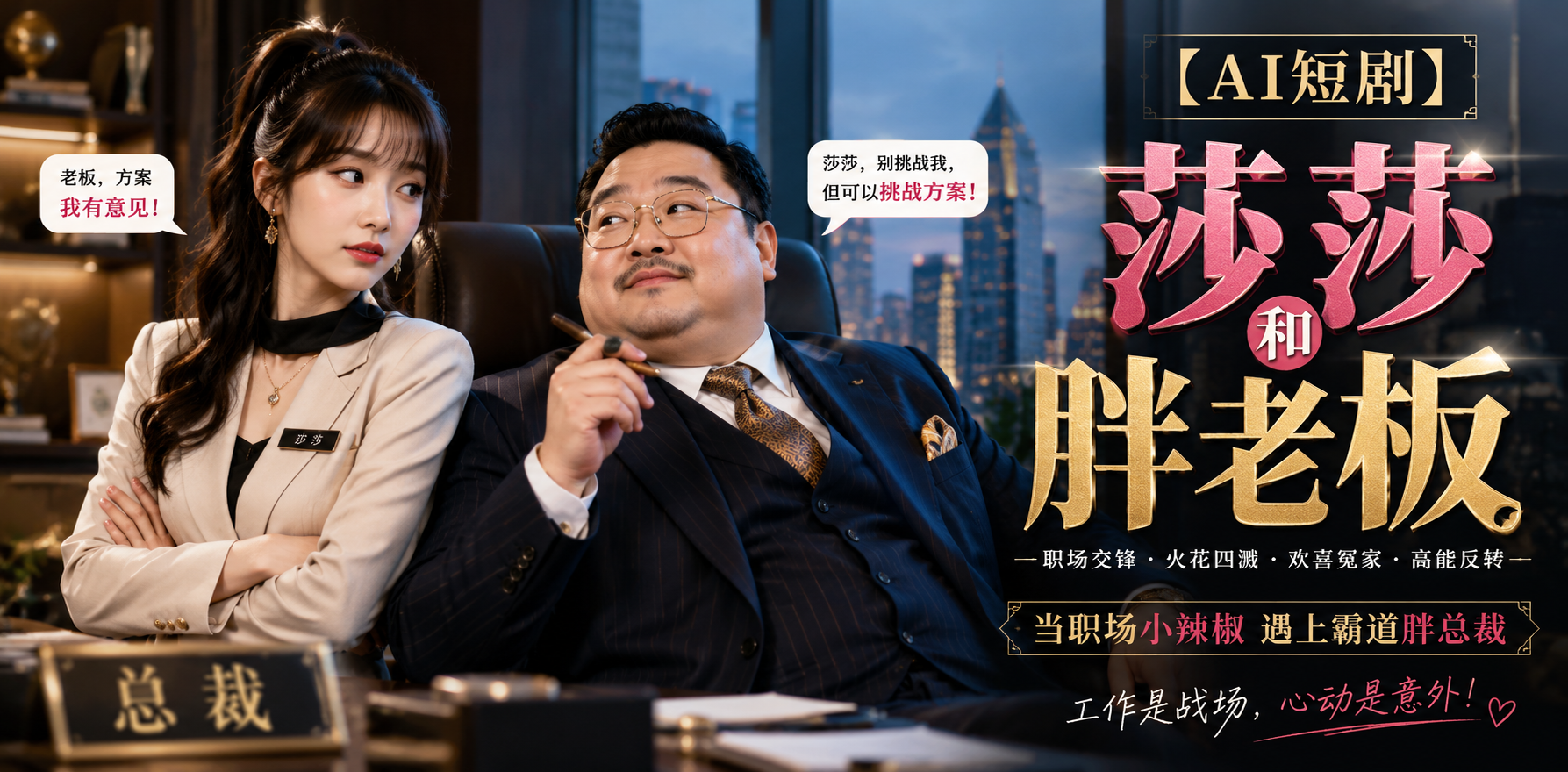 莎莎和胖老板办公室激情 AI短剧 偷偷做爱被发现边缘高潮！