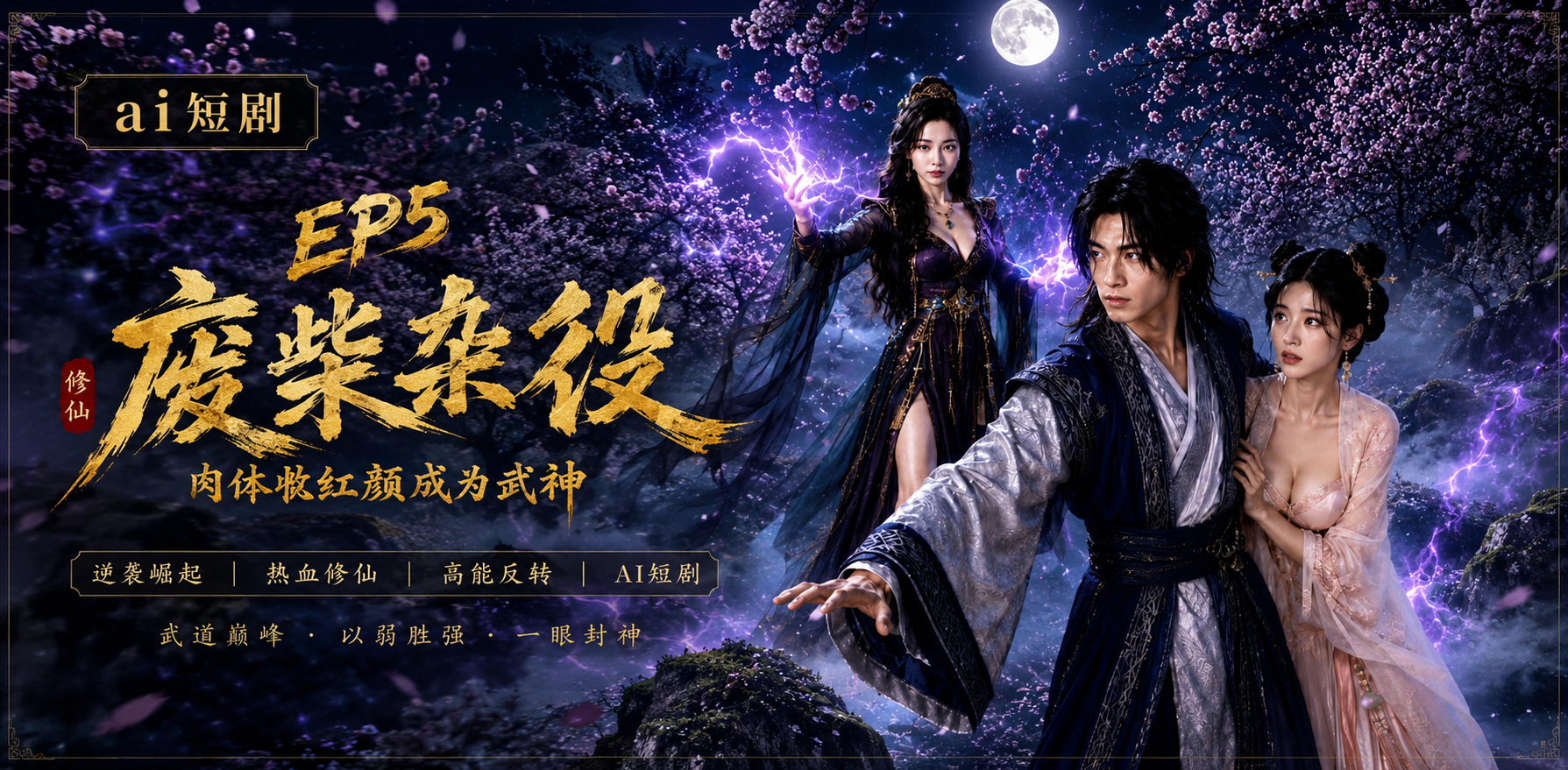 废材杂役EP5 百花宫双修 ai短剧 废材情欲故事 杂役缠绵
