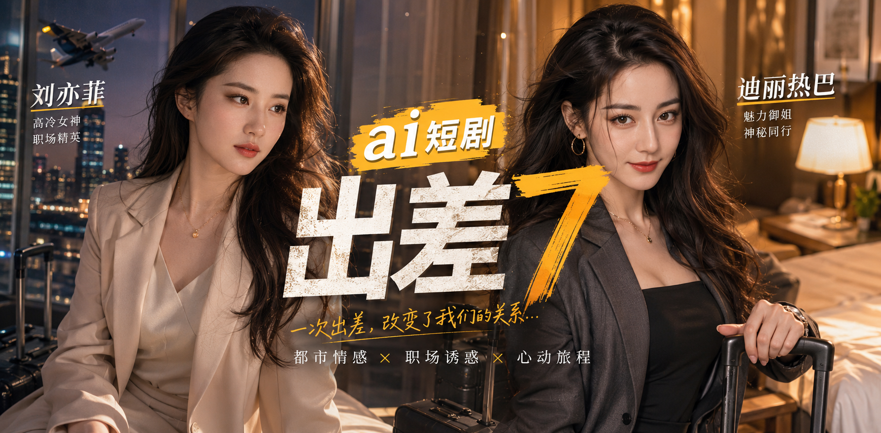 出差7 刘亦菲迪丽热巴 ai短剧 出差情欲故事 双美缠绵