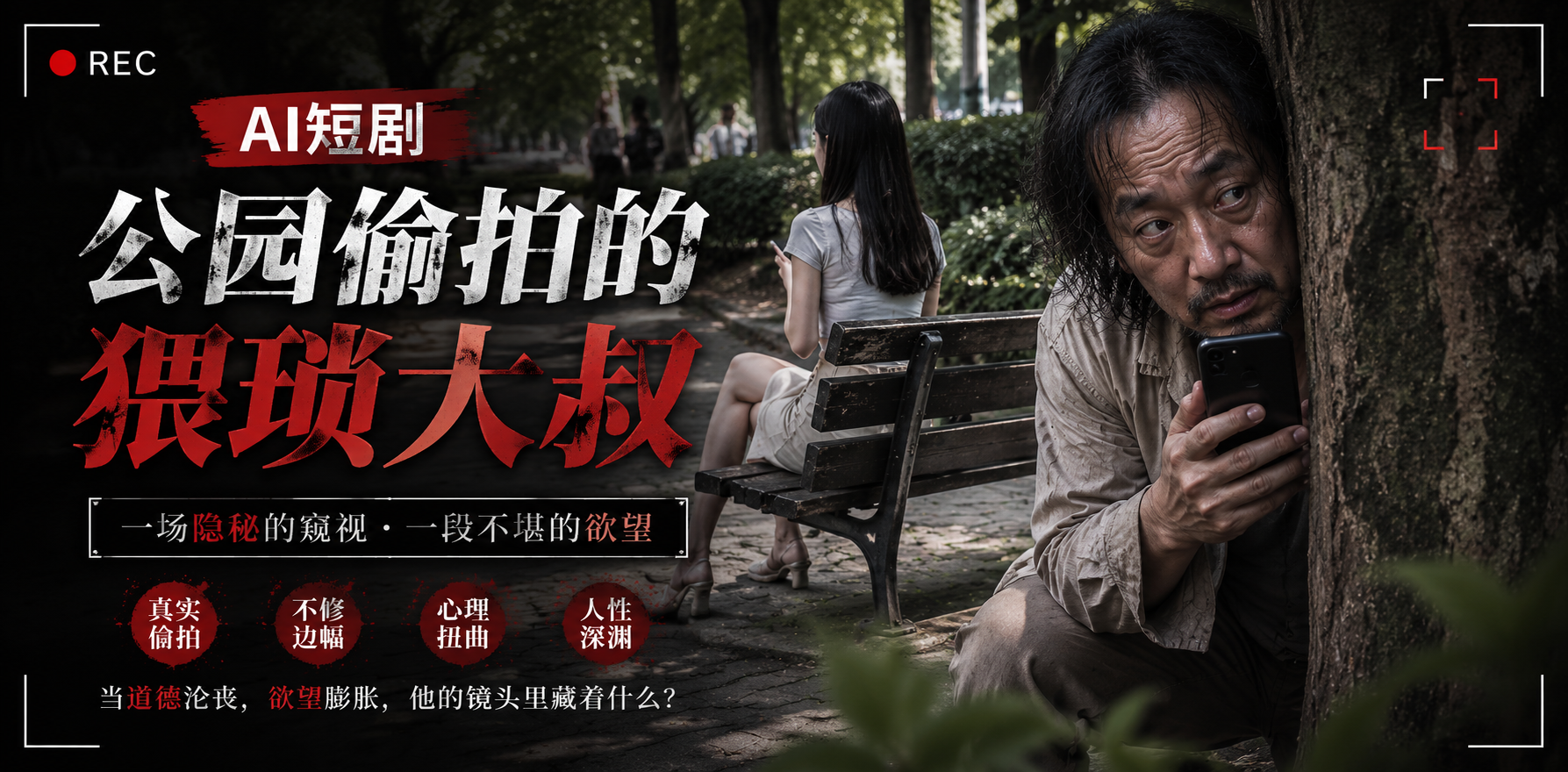 公园偷拍的猥琐大叔 公园偶遇大叔 ai短剧 公园情欲故事 大叔缠绵