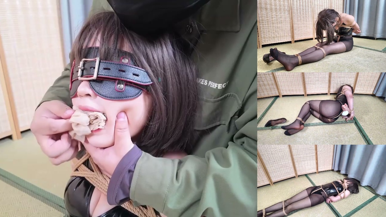 黑丝胶衣学妹超性感身材驷马股绳紧缚挣扎 肉欲反差失控