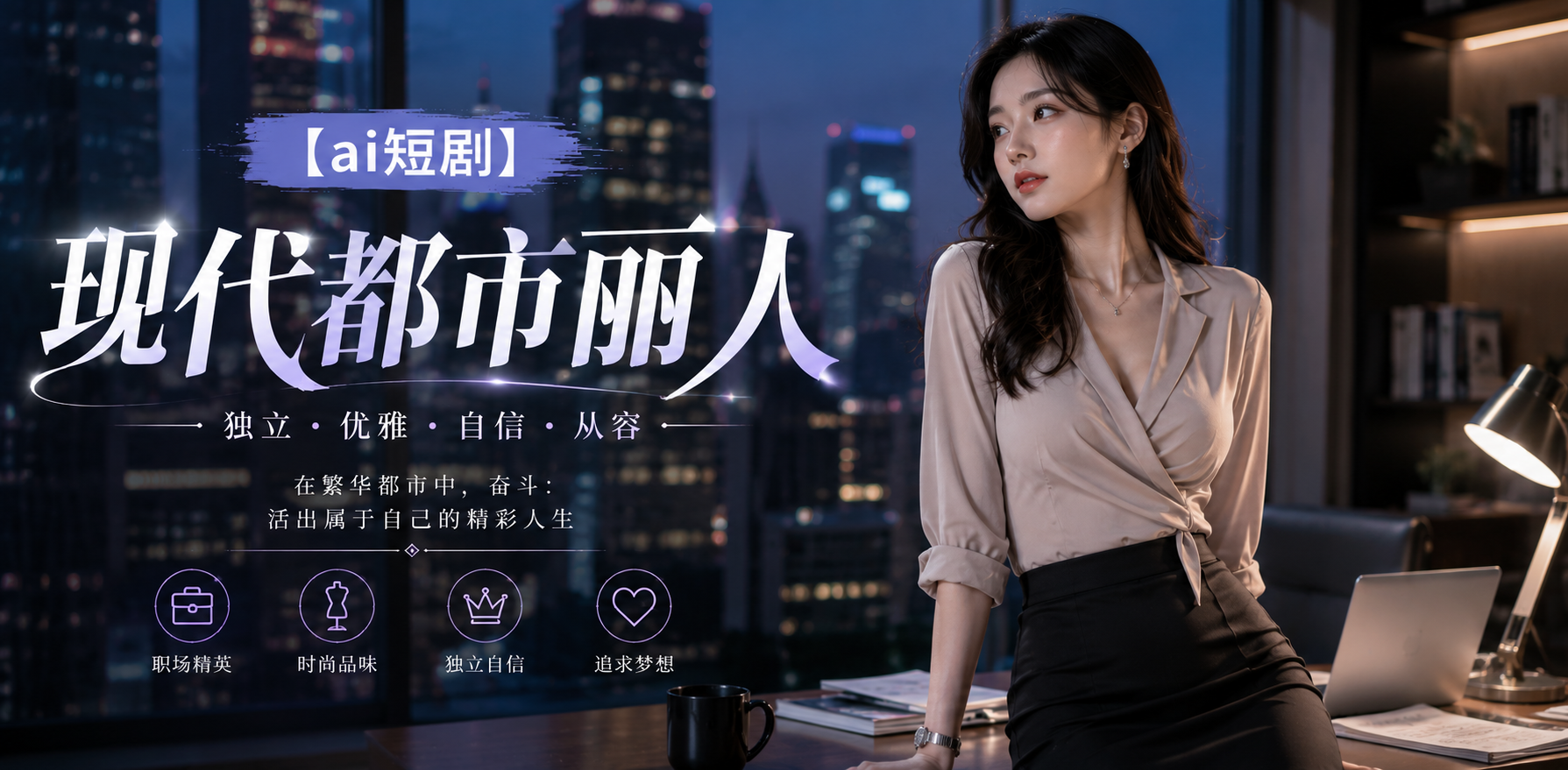 现代都市丽人 丽人夜归暧昧 ai短剧 都市欲望故事 丽人亲密
