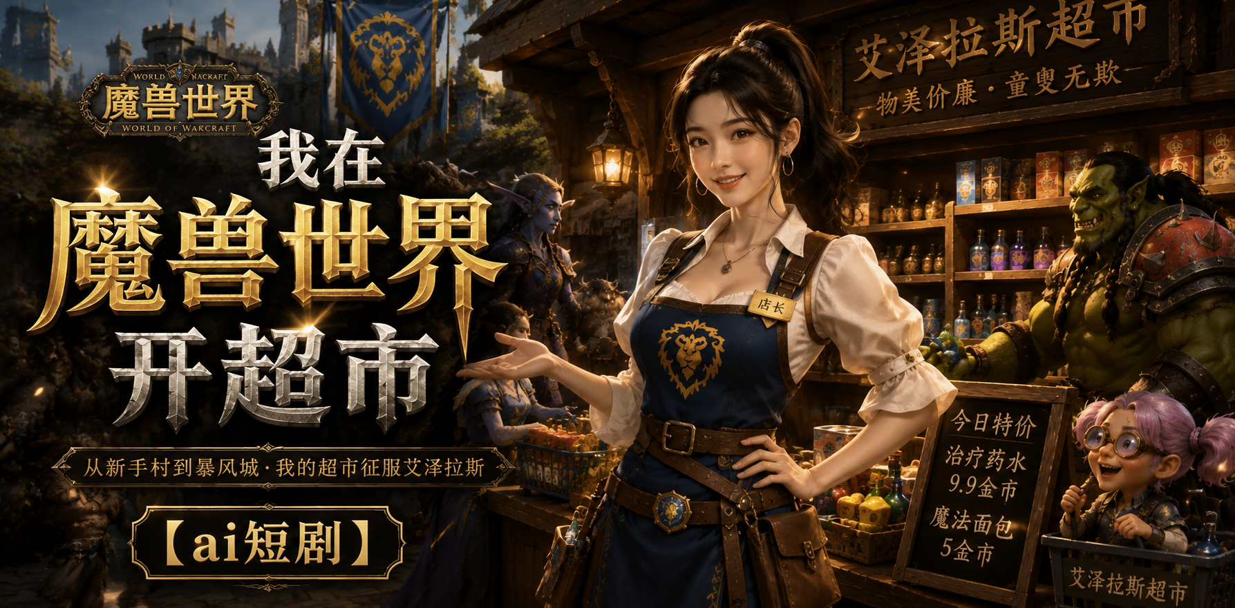 我在魔兽世界开超市 魔兽超市 ai短剧 魔兽情欲故事 超市缠绵