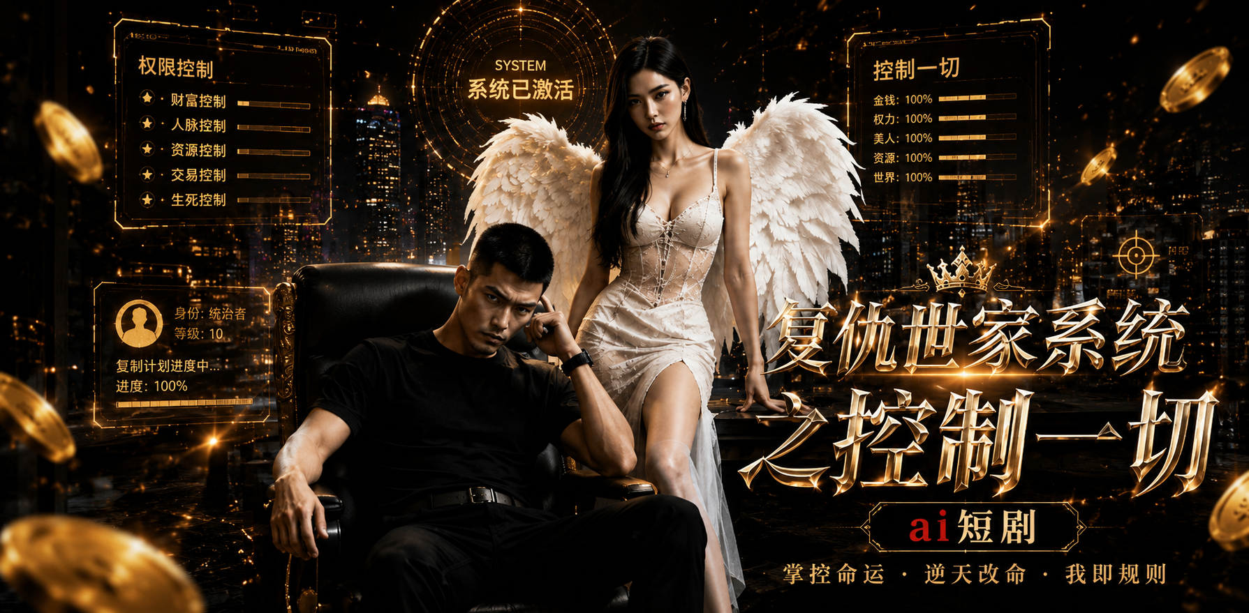 复仇世家之我有系统控制一切 系统控制美女 ai短剧 复仇情欲故事 世家缠绵
