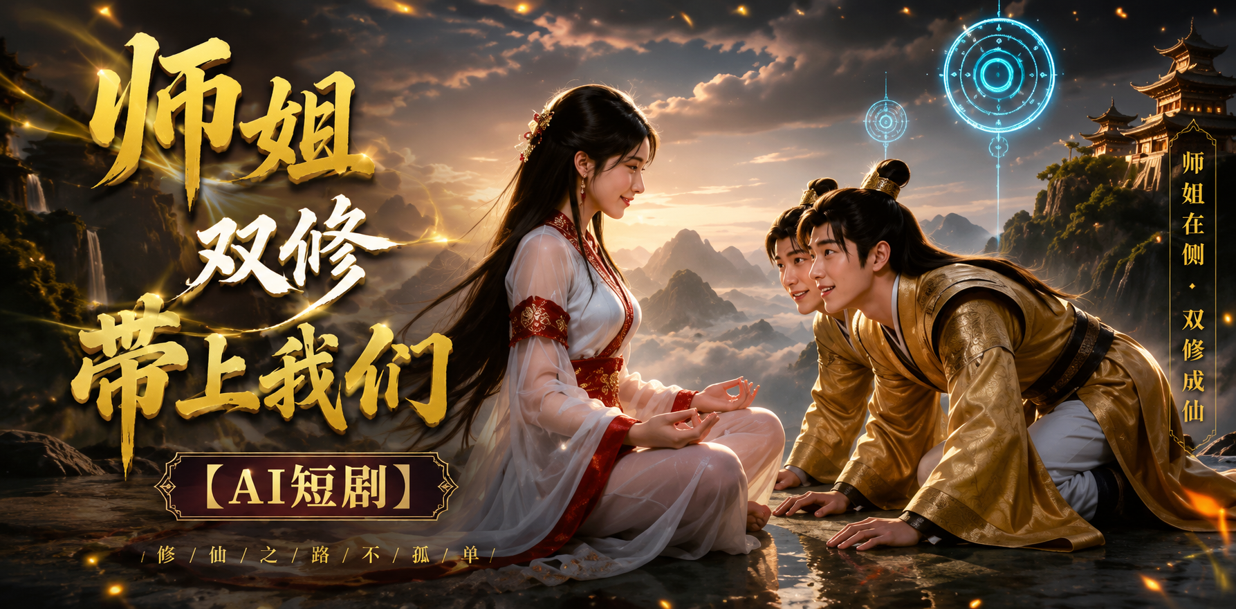 师姐双修带上我们 师姐双修 ai短剧 修仙情欲故事 师姐缠绵