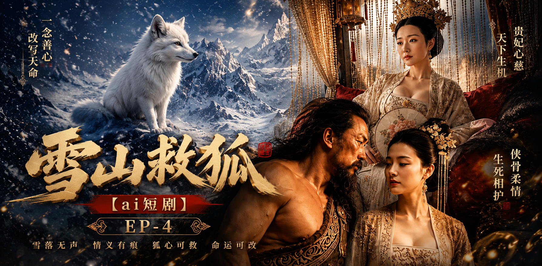 雪山救狐榨恩记 EP-4 狐女深入报恩 ai短剧 雪山情欲故事 狐女缠绵