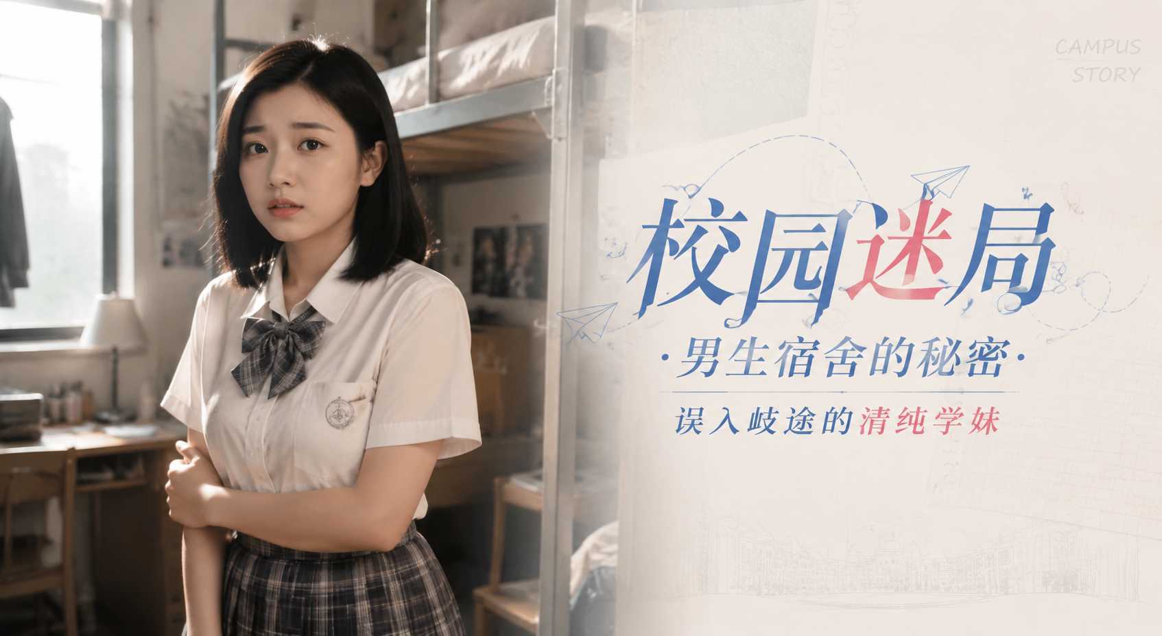 清纯女巨乳大学生 误信学长走进男生宿舍 穿学生制服在床上被捆绑调教