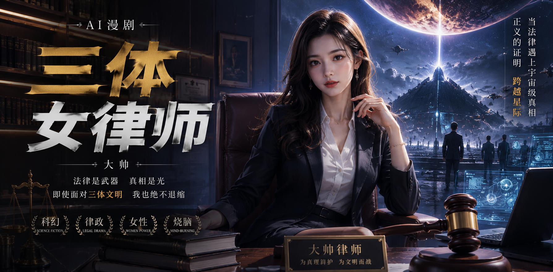 大帅 三体女律师 AI配音 视频 国漫 ai漫剧 他面对女律师后那些隐秘交锋让人心跳加速