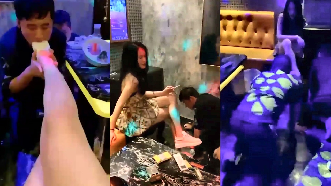 社会精神小妹ktv暴力调教 酒后上头踩踏耳光重度羞辱