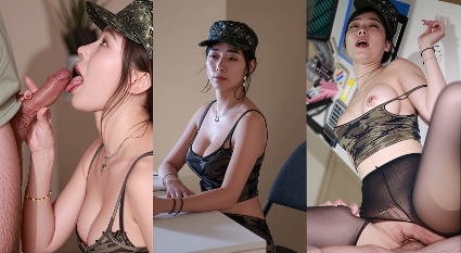 台湾极品黑丝臀后Ellie剧情新作 角色扮演女军官潜规则下属 毛白虎粉穴被无套内射中出精液滴落！
