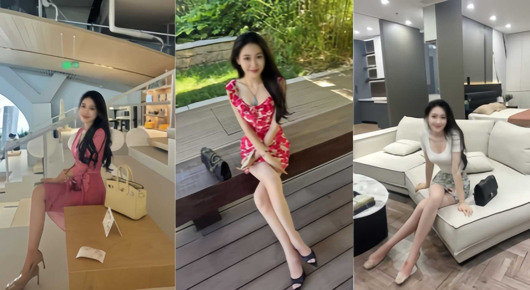 穿情趣蕾丝凸显完美身材，这身材比例真是我见过最完美的御姐，就是不经操