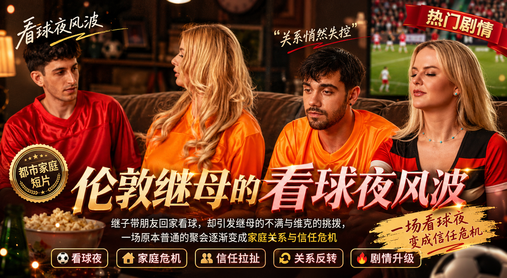 伦敦继母不满继子带朋友看球 被维克刺激后交换老公当场群P大战 A片